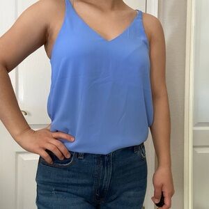 Topshop Blue Strappy Tank Blouse